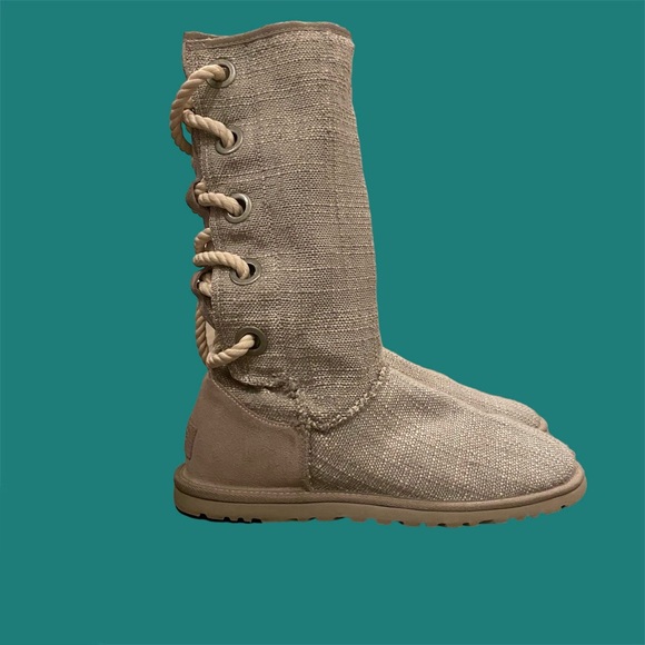 Ugg Harbour Gray Tweed Lace Up Boots Size 8 - Picture 3 of 10